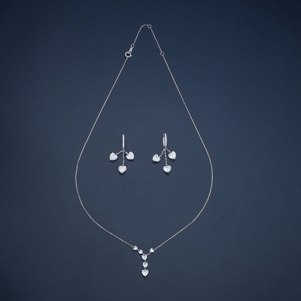 Silver Chain Pendant Earring Set 92.5 Silver Necklace 180975