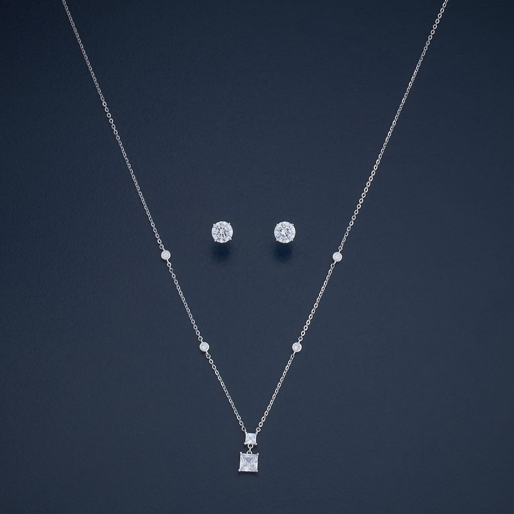 Silver Chain Pendant Earring Set 92.5 Silver Necklace 180983