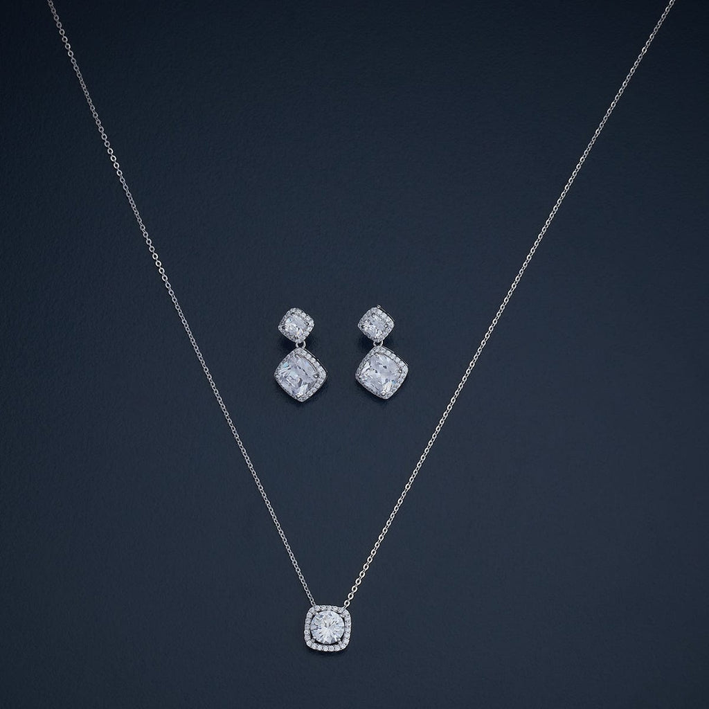 Silver Chain Pendant Earring Set 92.5 Silver Necklace 180989