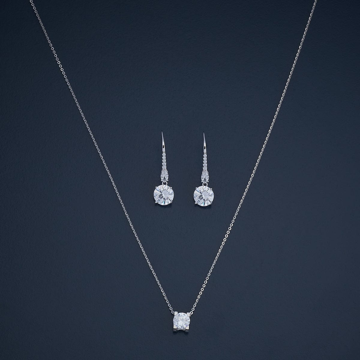 Silver Chain Pendant Earring Set 92.5 Silver Pendant with Chain and Earring Set 180981