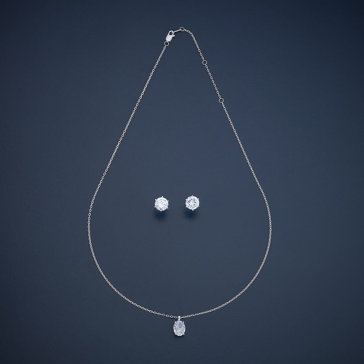 Silver Chain Pendant Earring Set 92.5 Silver Pendant with Chain and Earring Set 180988