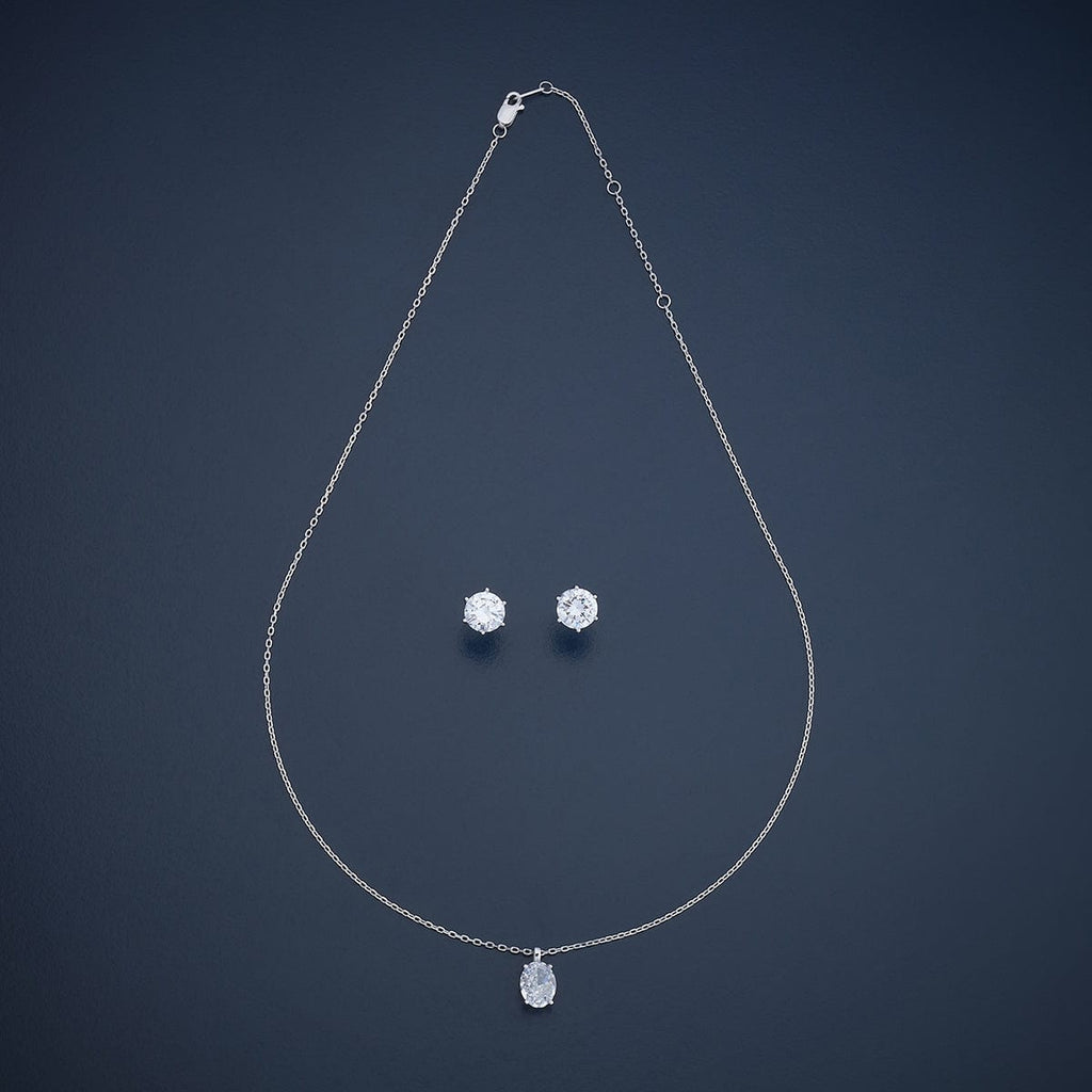 Silver Chain Pendant Earring Set 92.5 Silver Pendant with Chain and Earring Set 180988