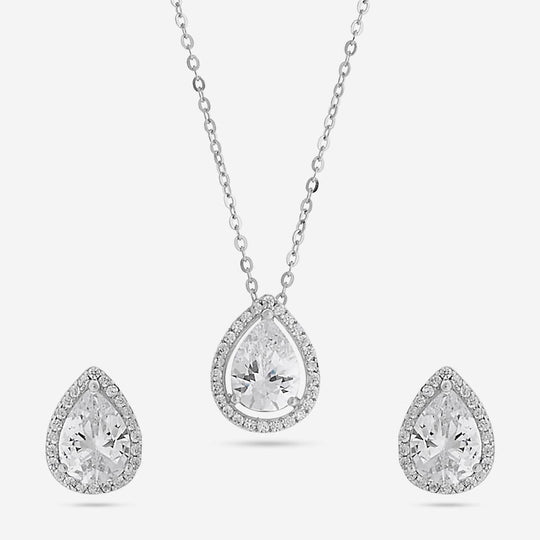 Silver Chain Pendant Earring Set 92.5 Silver Pendant with Chain and Earring Set 188213