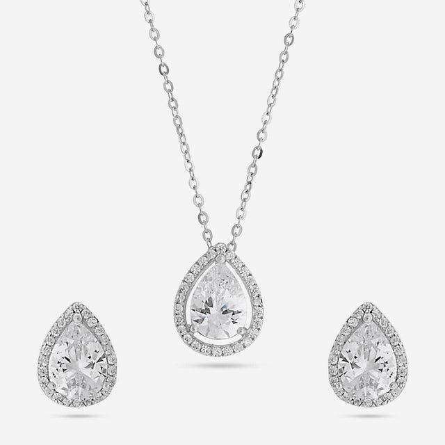 Silver Chain Pendant Earring Set 92.5 Silver Pendant with Chain and Earring Set 188213