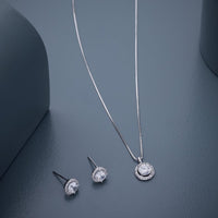Silver Chain Pendant Earring Set 92.5 Silver Pendant with Chain and Earring Set 188214