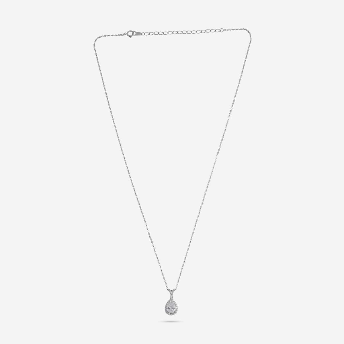 Silver Chain Pendant Earring Set 92.5 Silver Pendant with Chain and Earring Set 188215