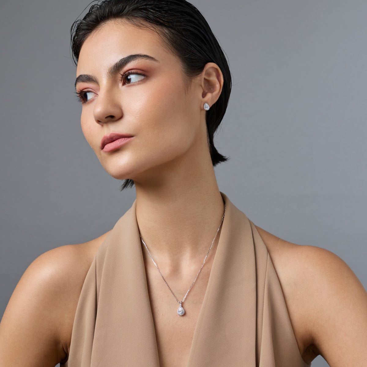 Silver Chain Pendant Earring Set 92.5 Silver Pendant with Chain and Earring Set 188215