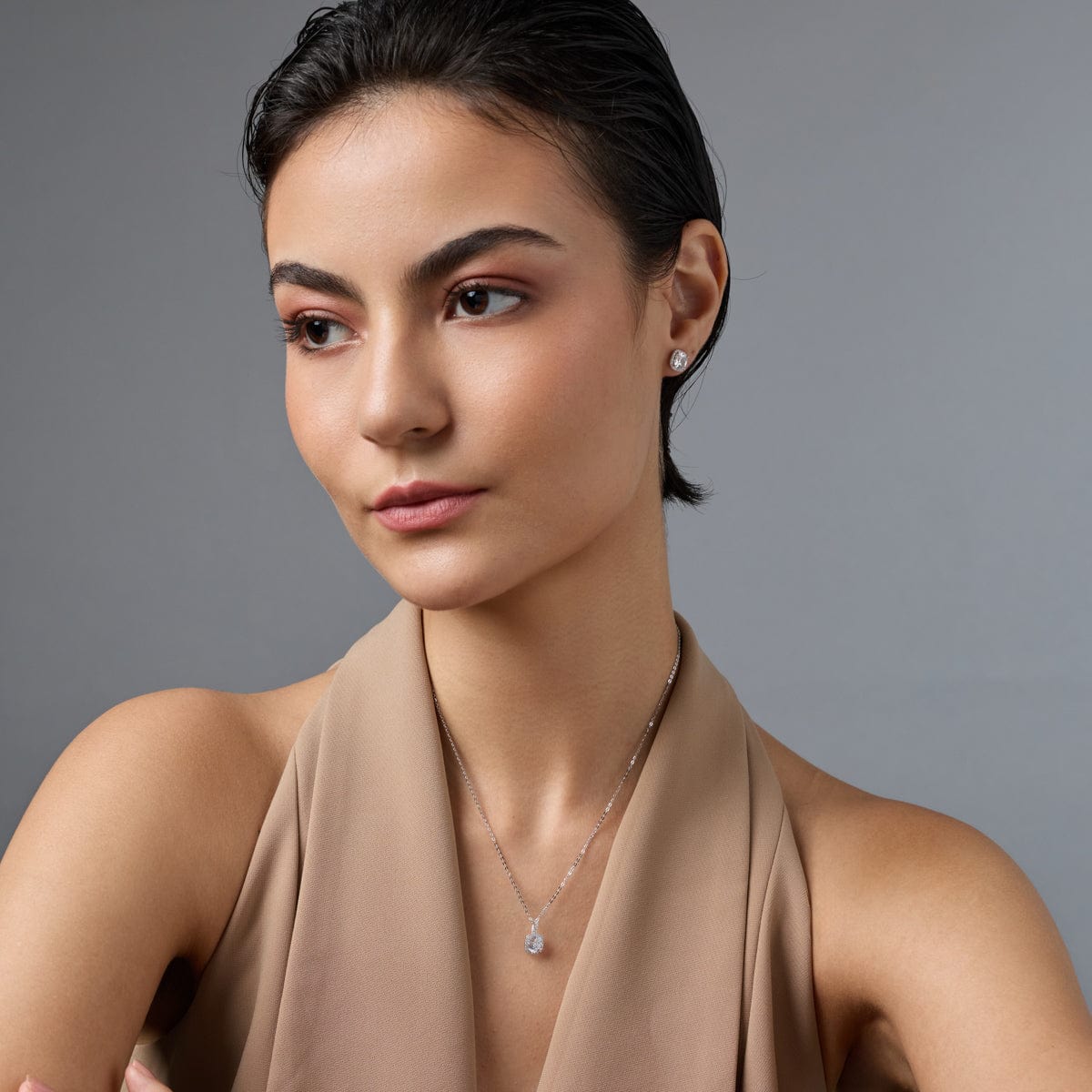 Silver Chain Pendant Earring Set 92.5 Silver Pendant with Chain and Earring Set 188216