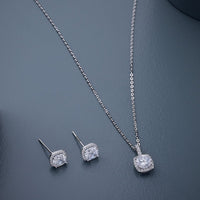 Silver Chain Pendant Earring Set 92.5 Silver Pendant with Chain and Earring Set 188216