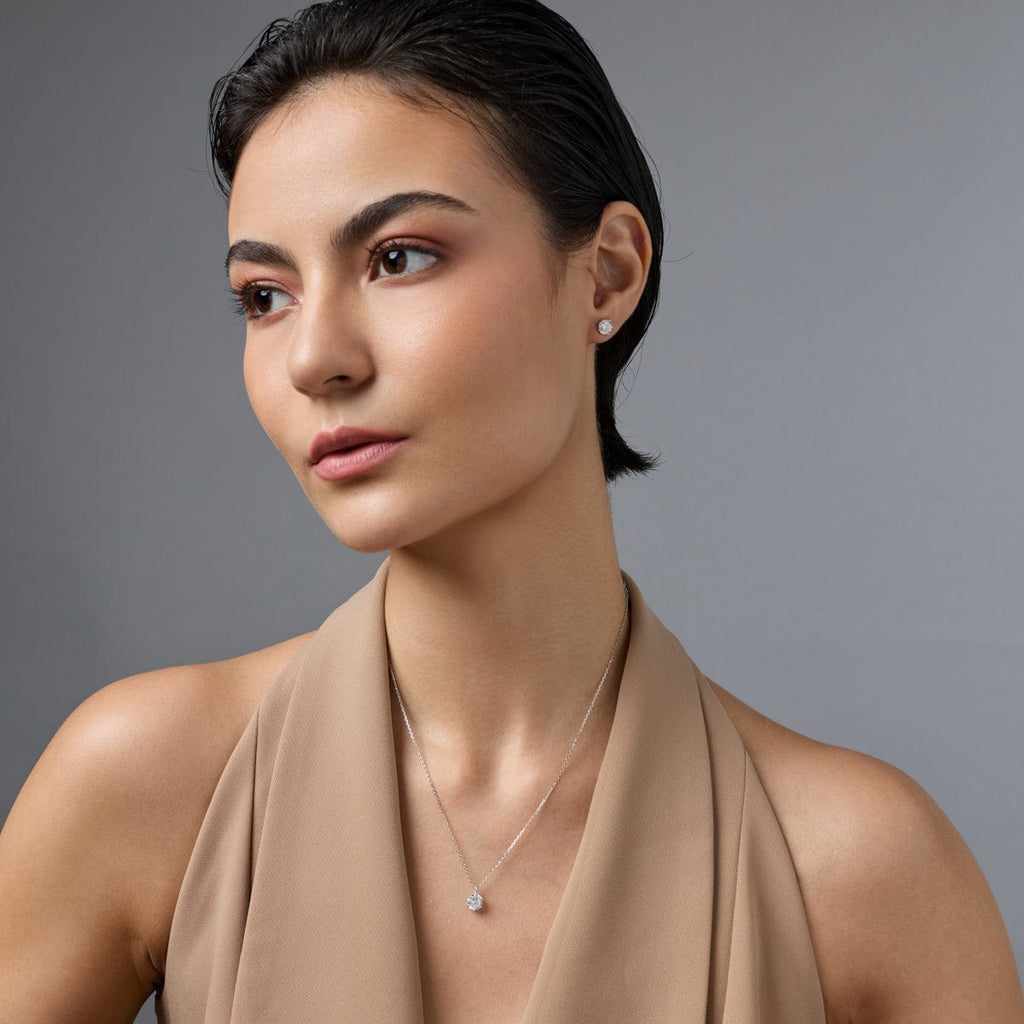 Silver Chain Pendant Earring Set 92.5 Silver Pendant with Chain and Earring Set 188218