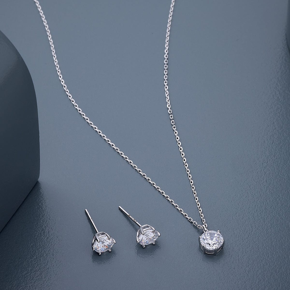 Silver Chain Pendant Earring Set 92.5 Silver Pendant with Chain and Earring Set 188218