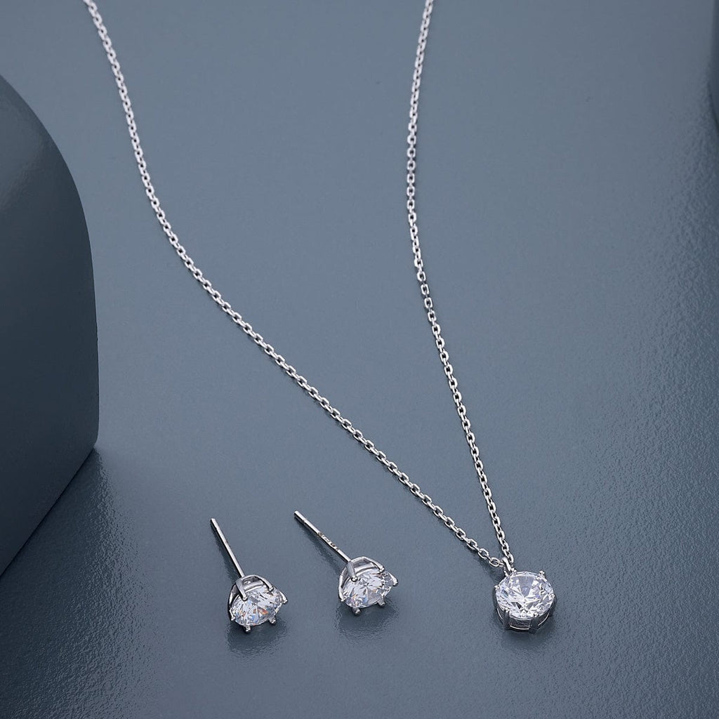 Silver Chain Pendant Earring Set 92.5 Silver Pendant with Chain and Earring Set 188218