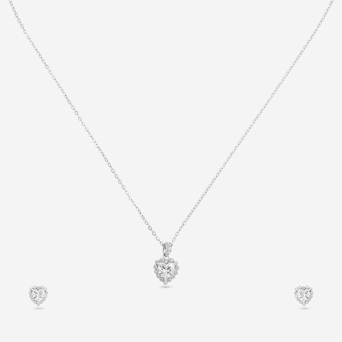 Silver Chain Pendant Earring Set 92.5 Silver Pendant with Chain and Earring Set 200638