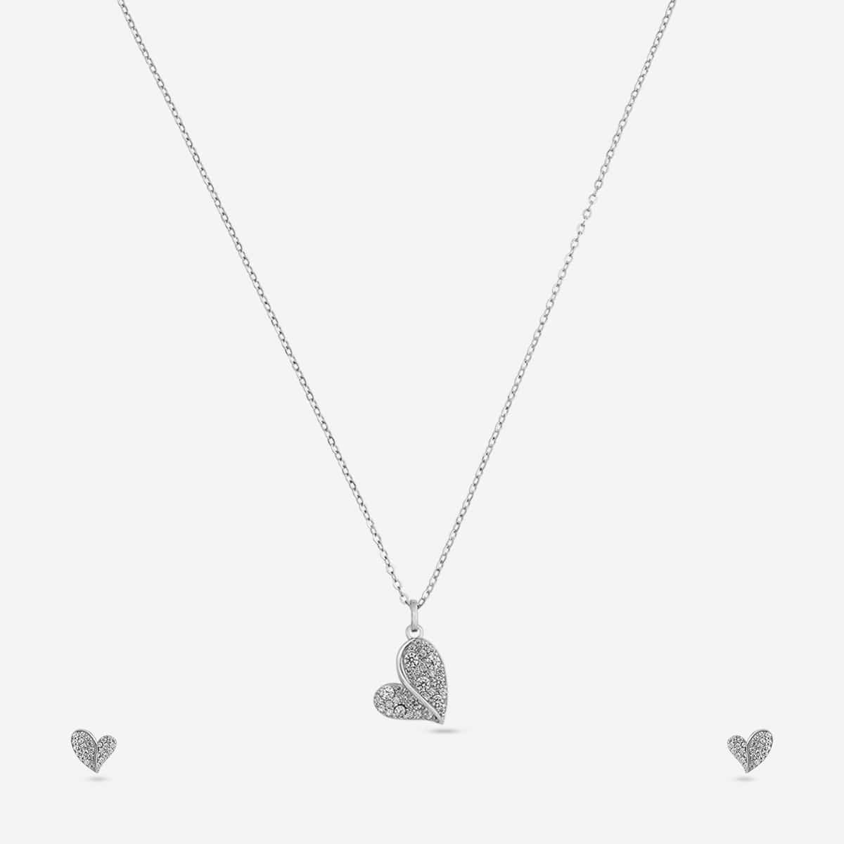 Silver Chain Pendant Earring Set 92.5 Silver Pendant with Chain and Earring Set 200648