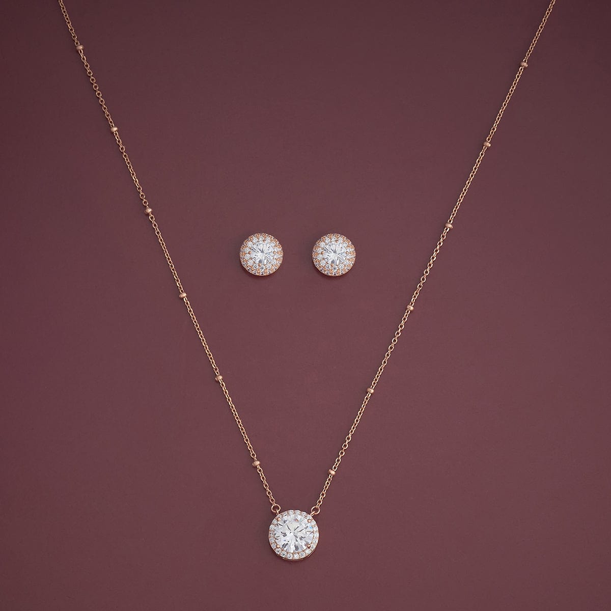 Silver Chain Pendant Earring Set 92.5 Silver Necklace 180970