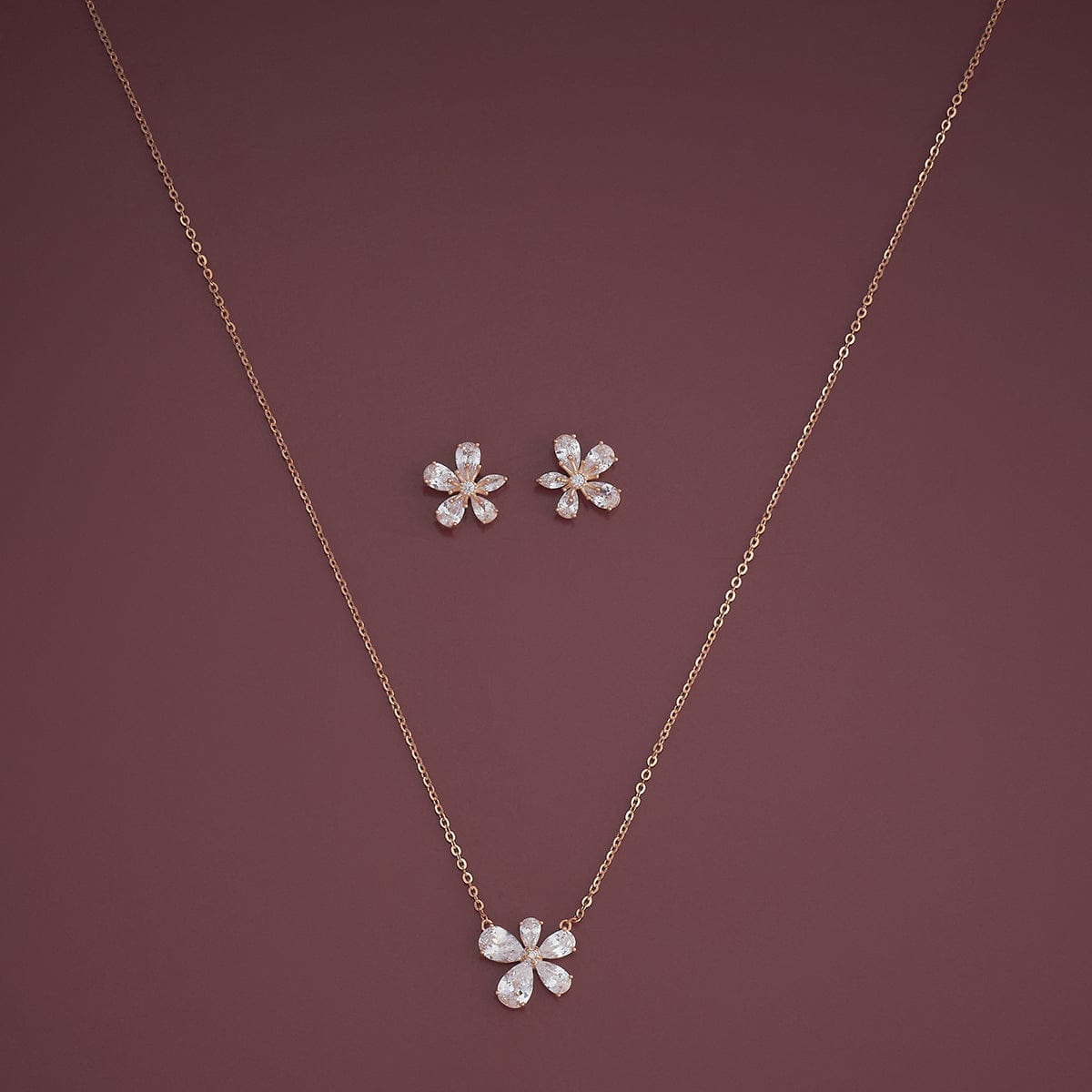 Silver Chain Pendant Earring Set 92.5 Silver Necklace 180972