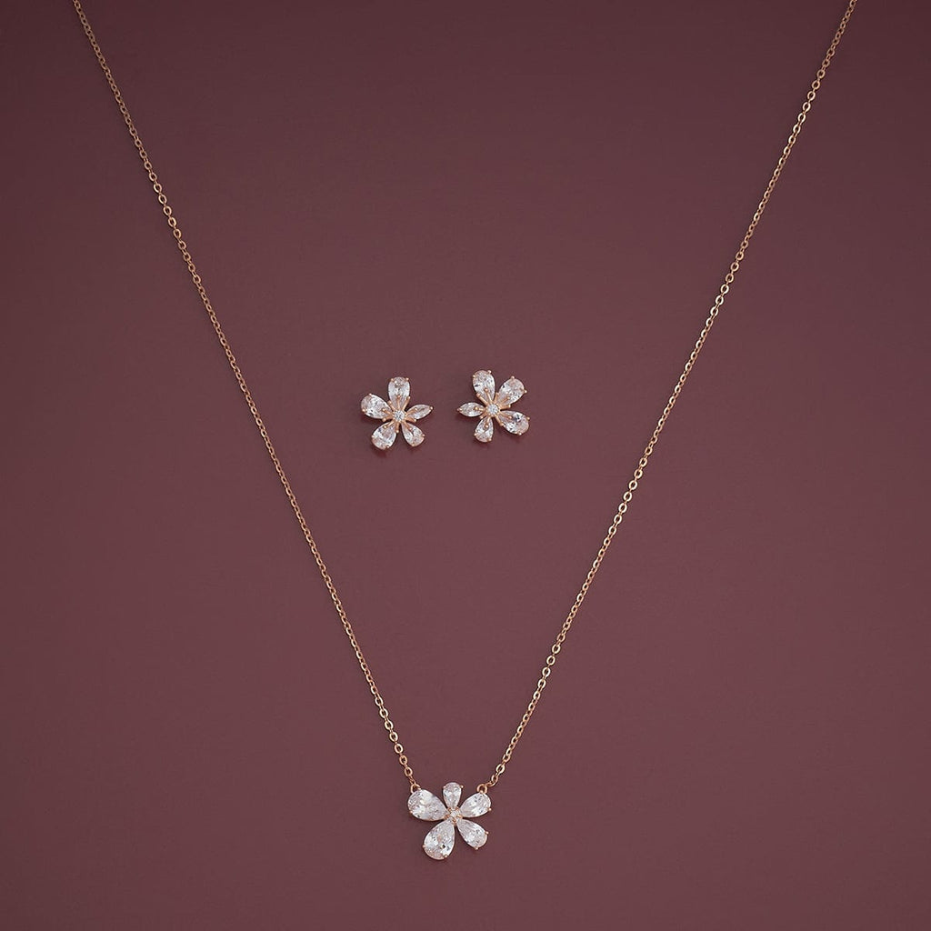 Silver Chain Pendant Earring Set 92.5 Silver Necklace 180972