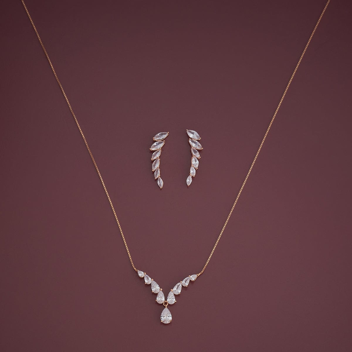 Silver Chain Pendant Earring Set 92.5 Silver Necklace 180973