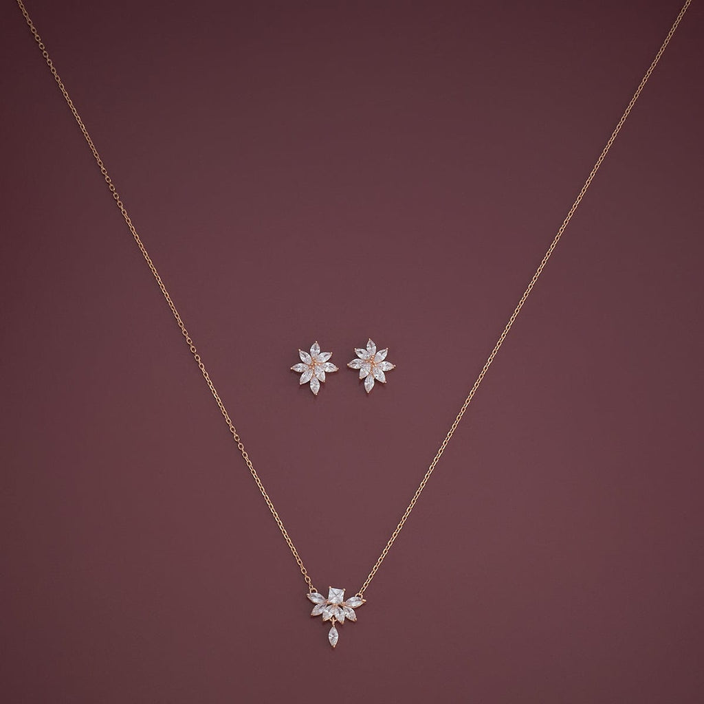 Silver Chain Pendant Earring Set 92.5 Silver Necklace 180974