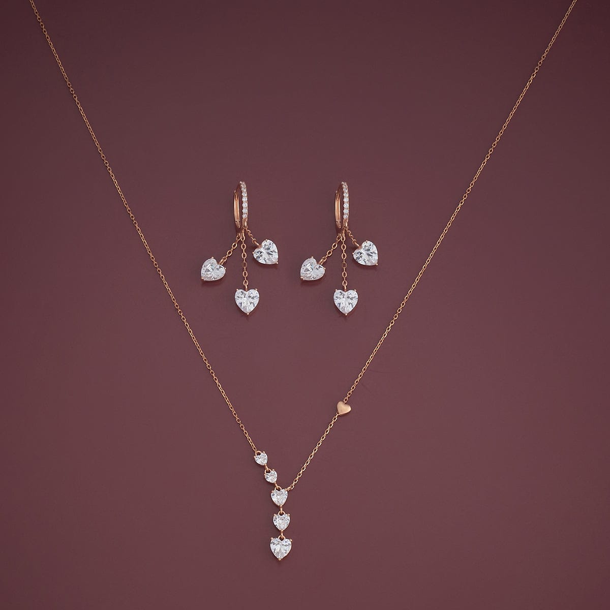 Silver Chain Pendant Earring Set 92.5 Silver Necklace 180975