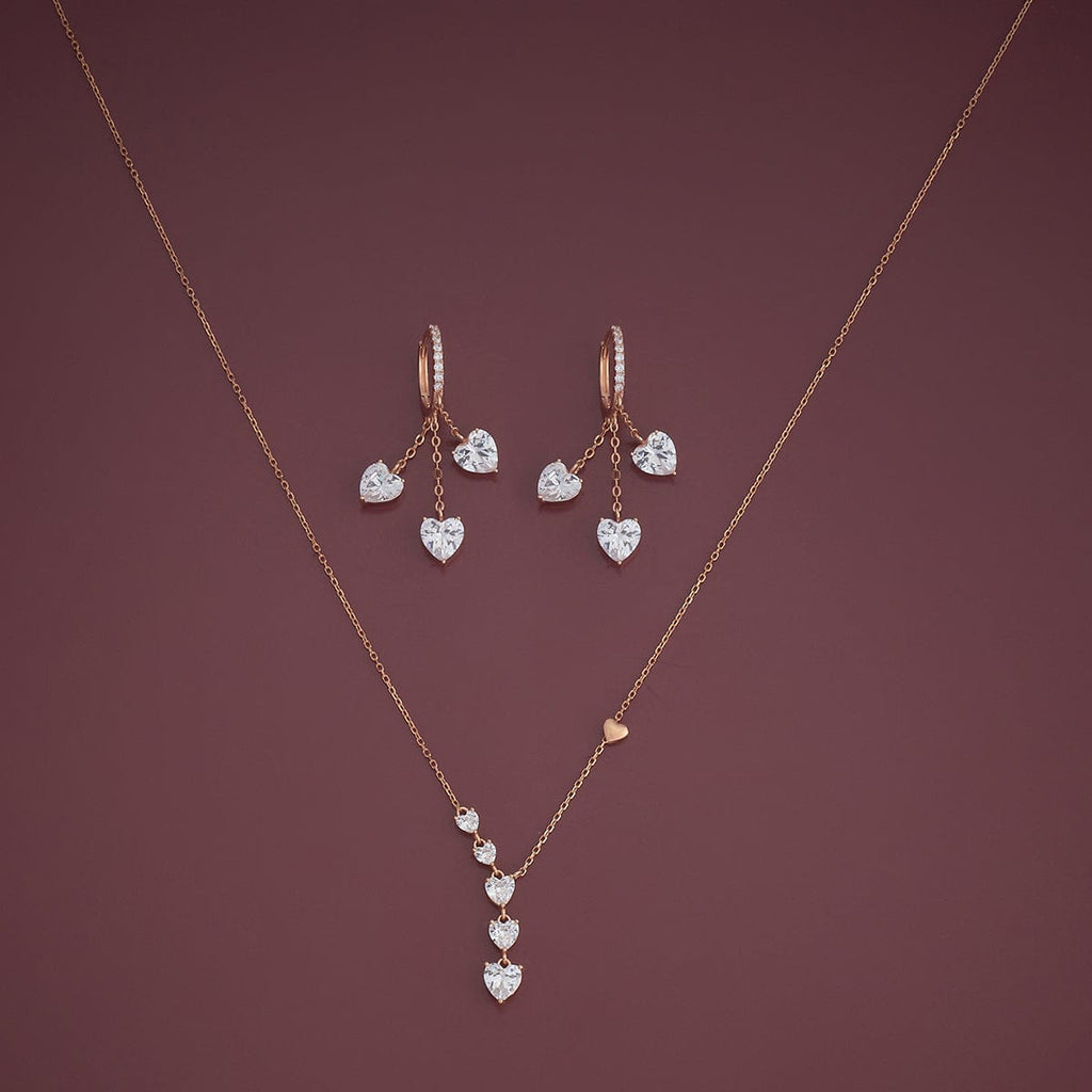 Silver Chain Pendant Earring Set 92.5 Silver Necklace 180975