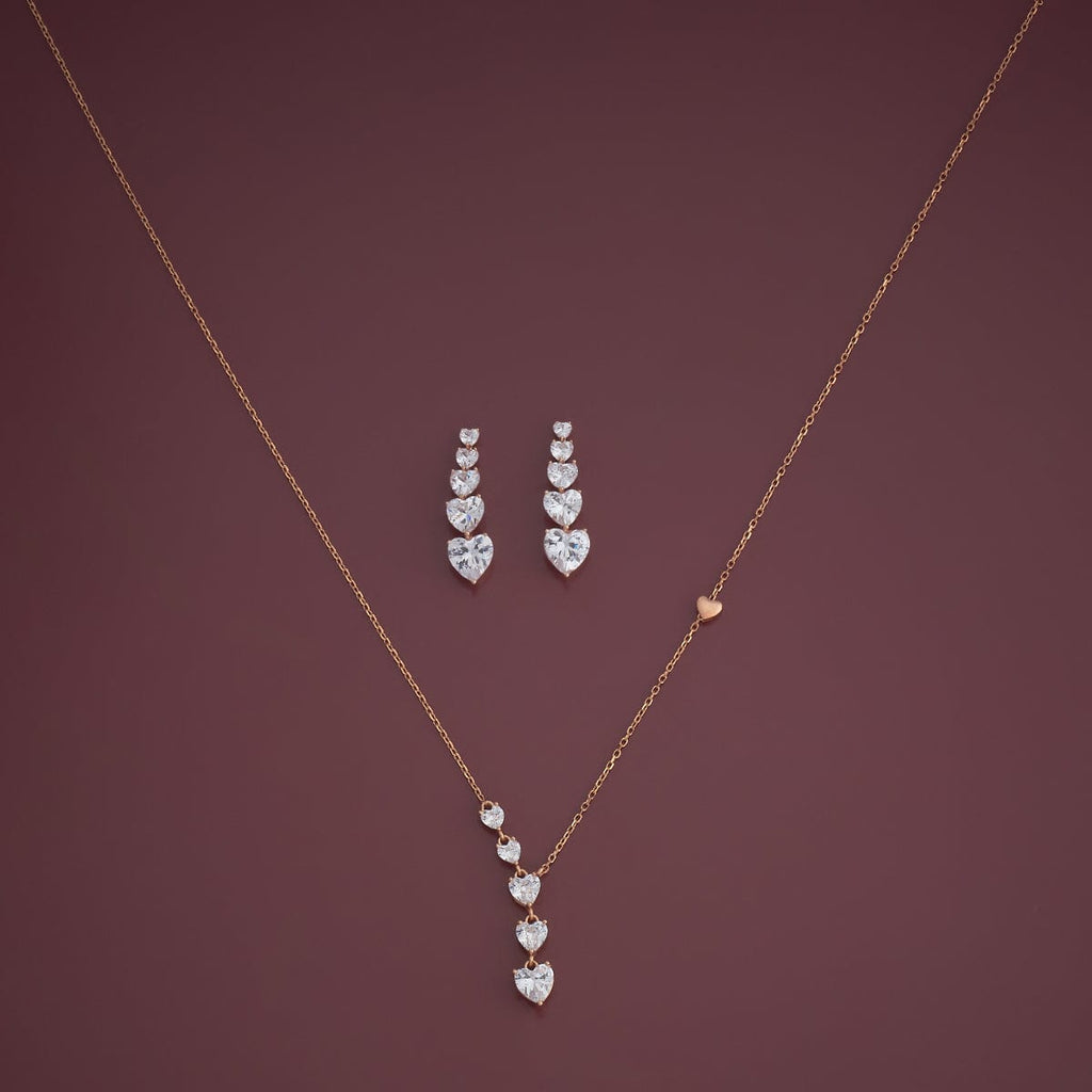 Silver Chain Pendant Earring Set 92.5 Silver Necklace 180976