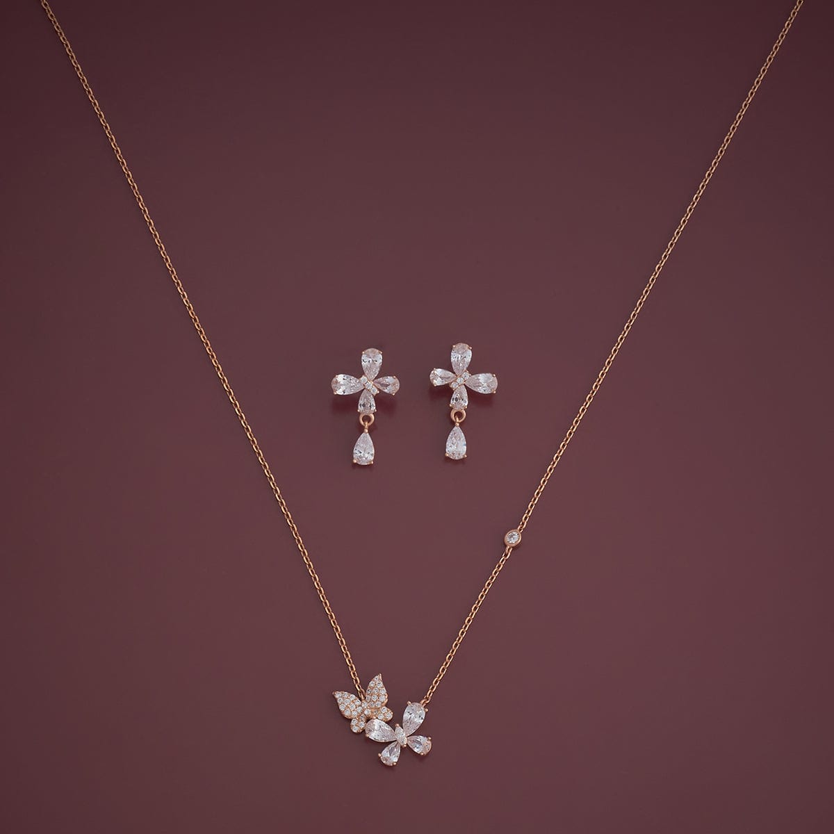 Silver Chain Pendant Earring Set 92.5 Silver Necklace 180977