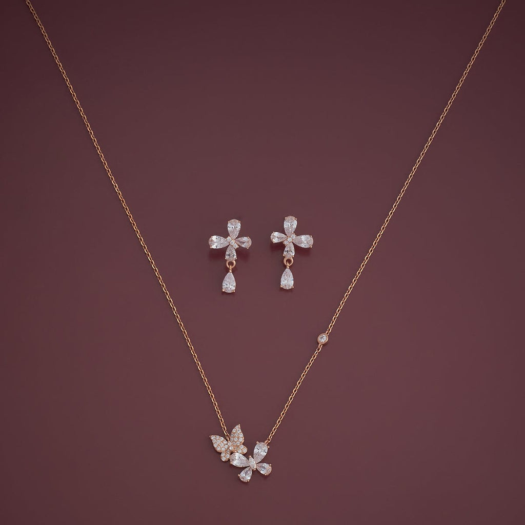 Silver Chain Pendant Earring Set 92.5 Silver Necklace 180977