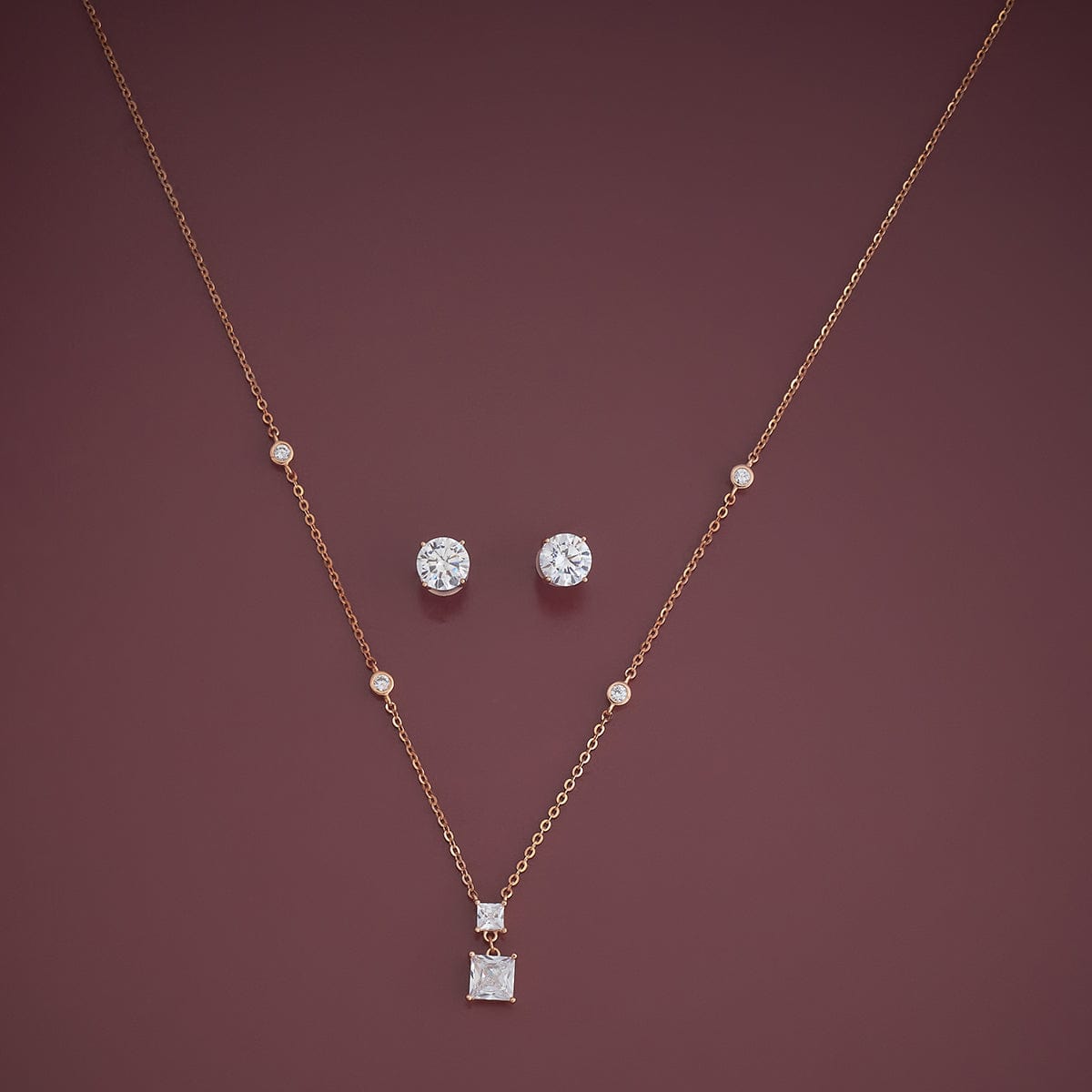 Silver Chain Pendant Earring Set 92.5 Silver Necklace 180983