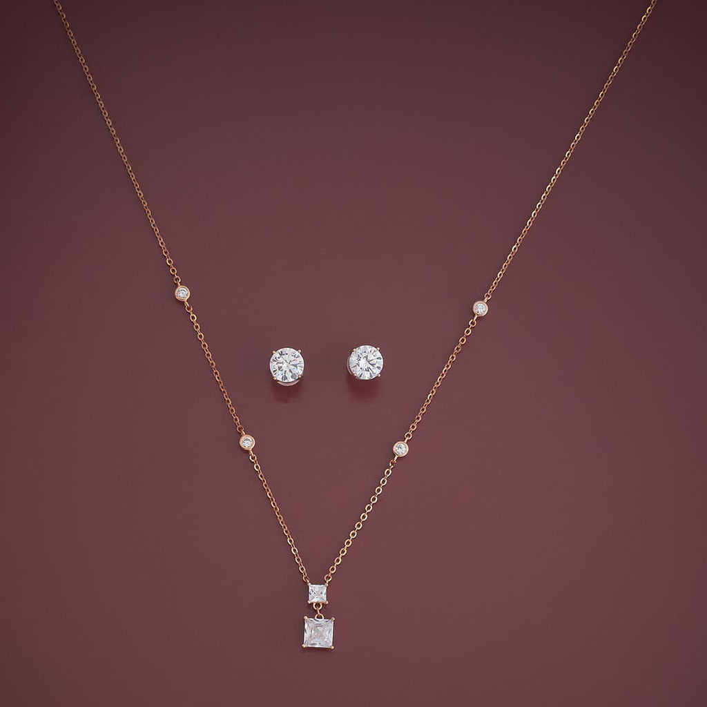 Silver Chain Pendant Earring Set 92.5 Silver Necklace 180983