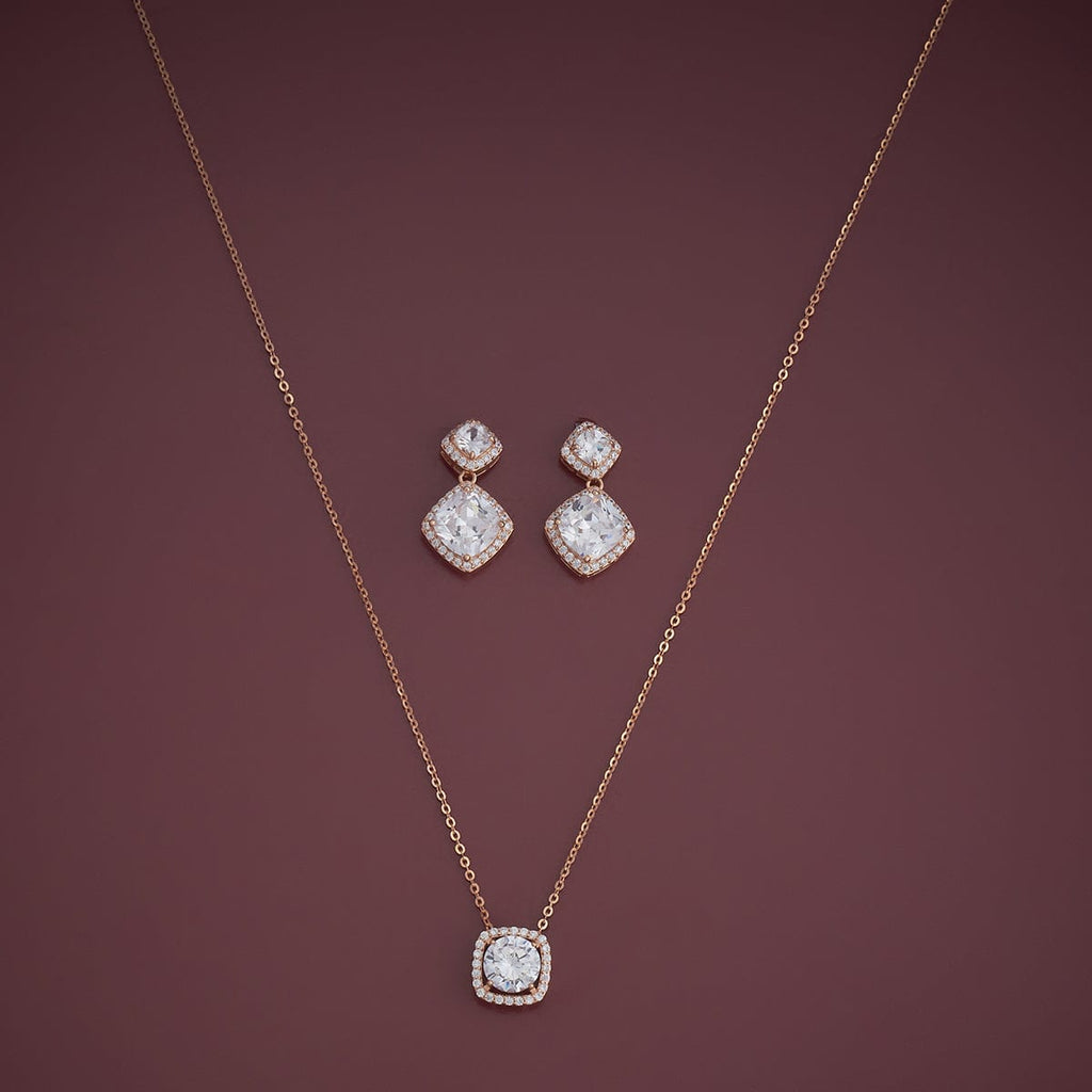 Silver Chain Pendant Earring Set 92.5 Silver Necklace 180989