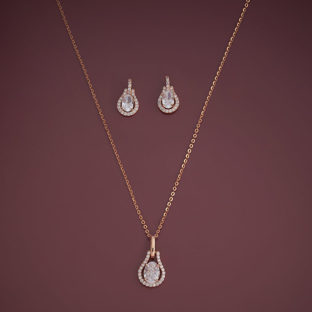 Silver Chain Pendant Earring Set 92.5 Silver Pendant with Chain and Earring Set 180986
