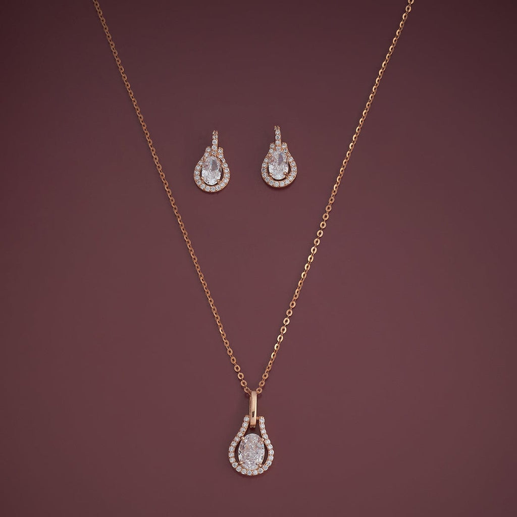 Silver Chain Pendant Earring Set 92.5 Silver Pendant with Chain and Earring Set 180986