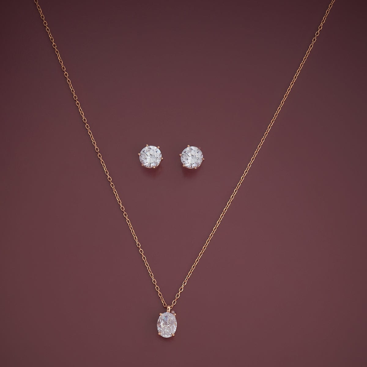 Silver Chain Pendant Earring Set 92.5 Silver Pendant with Chain and Earring Set 180988