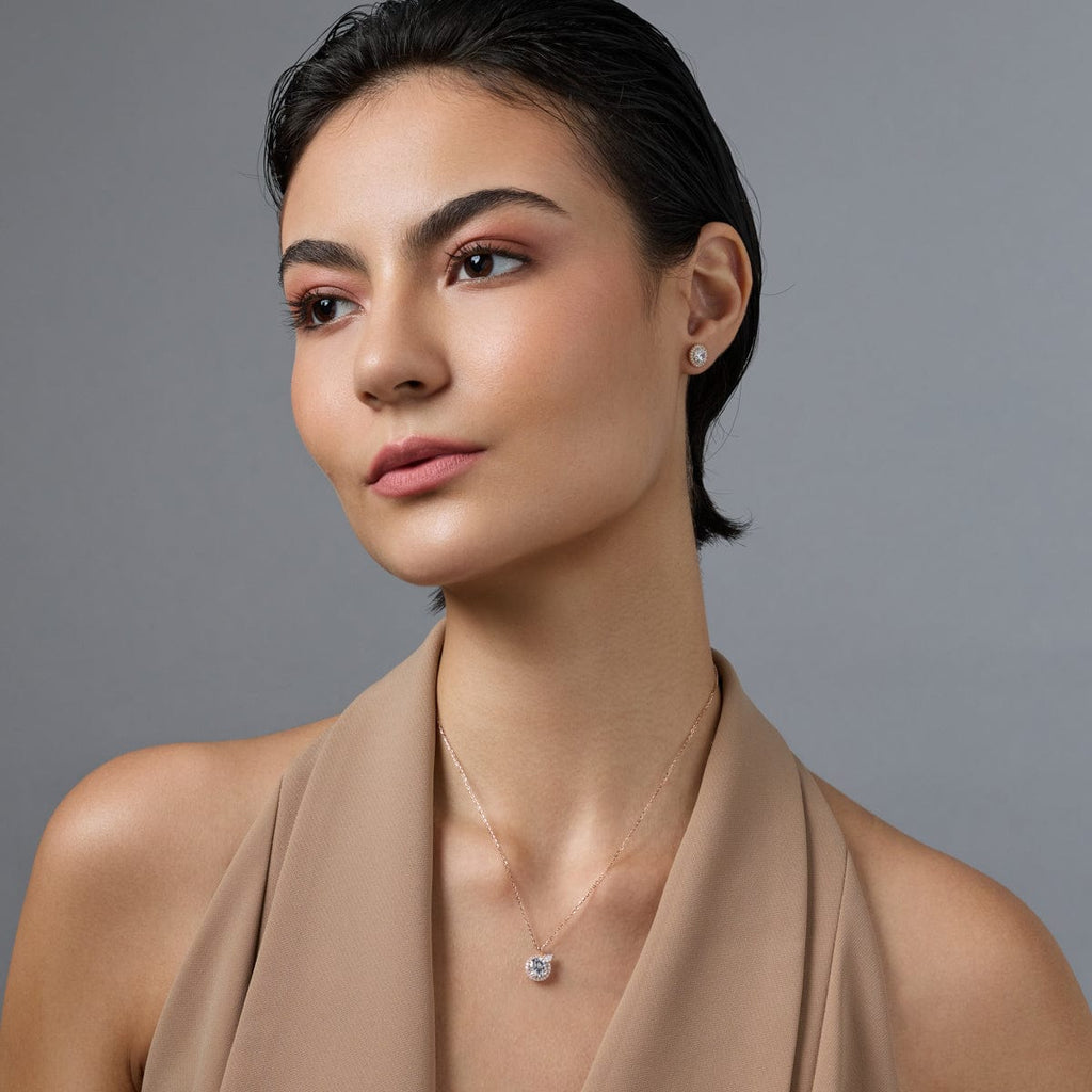 Silver Chain Pendant Earring Set 92.5 Silver Pendant with Chain and Earring Set 188236