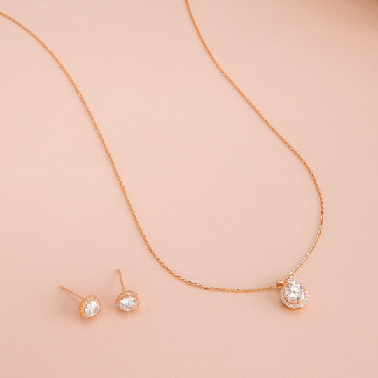 Silver Chain Pendant Earring Set 92.5 Silver Pendant with Chain and Earring Set 188236
