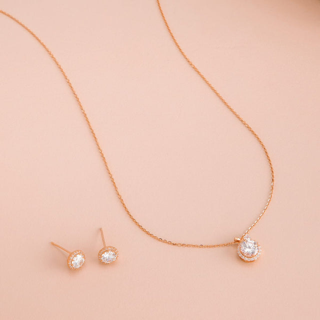 Silver Chain Pendant Earring Set 92.5 Silver Pendant with Chain and Earring Set 188236