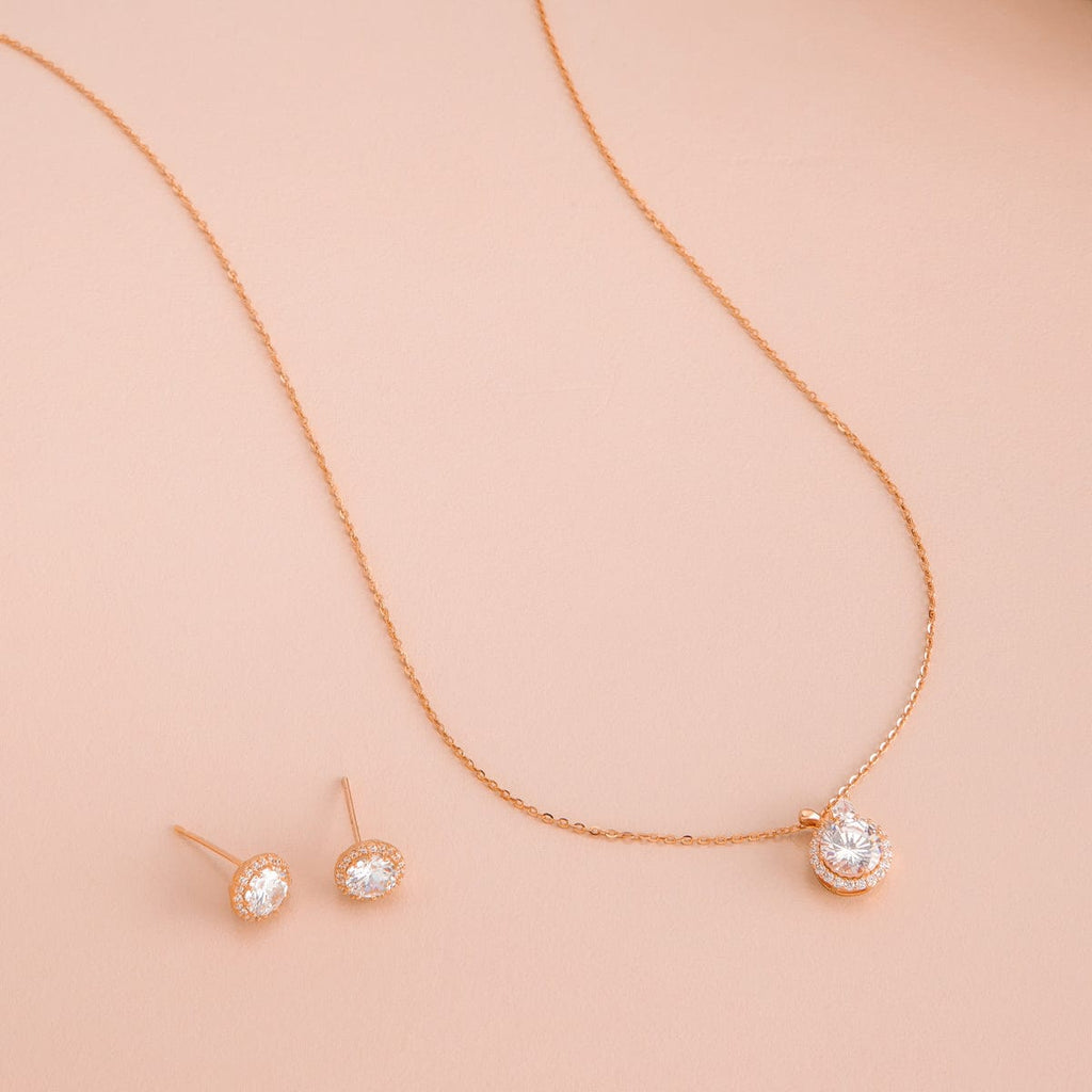 Silver Chain Pendant Earring Set 92.5 Silver Pendant with Chain and Earring Set 188236