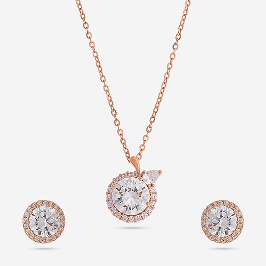 Silver Chain Pendant Earring Set 92.5 Silver Pendant with Chain and Earring Set 188236