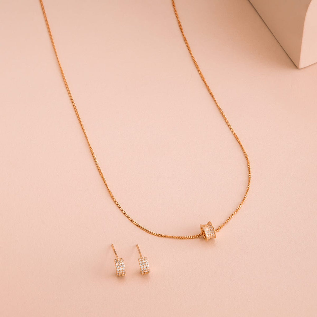 Silver Chain Pendant Earring Set 92.5 Silver Pendant with Chain and Earring Set 188237