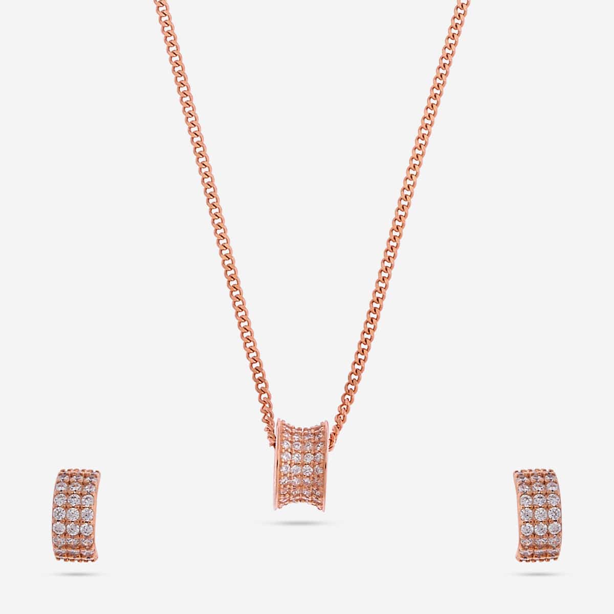 Silver Chain Pendant Earring Set 92.5 Silver Pendant with Chain and Earring Set 188237