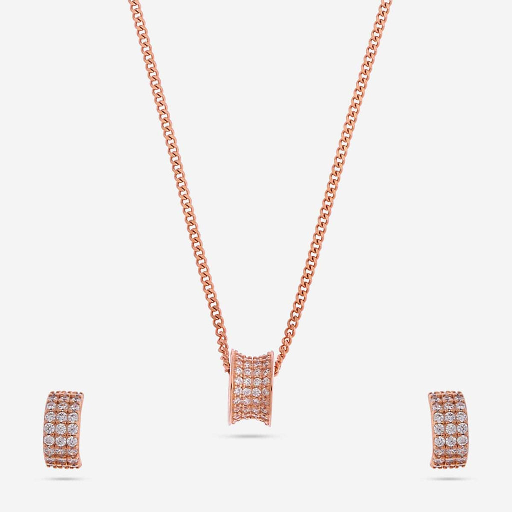 Silver Chain Pendant Earring Set 92.5 Silver Pendant with Chain and Earring Set 188237