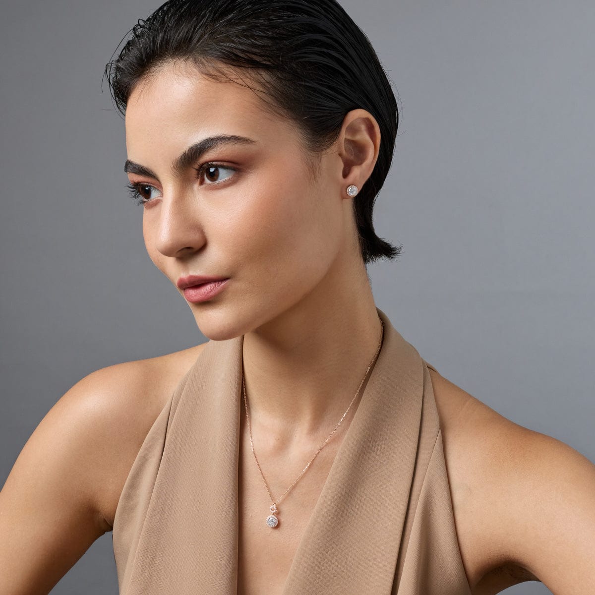 Silver Chain Pendant Earring Set 92.5 Silver Pendant with Chain and Earring Set 188240