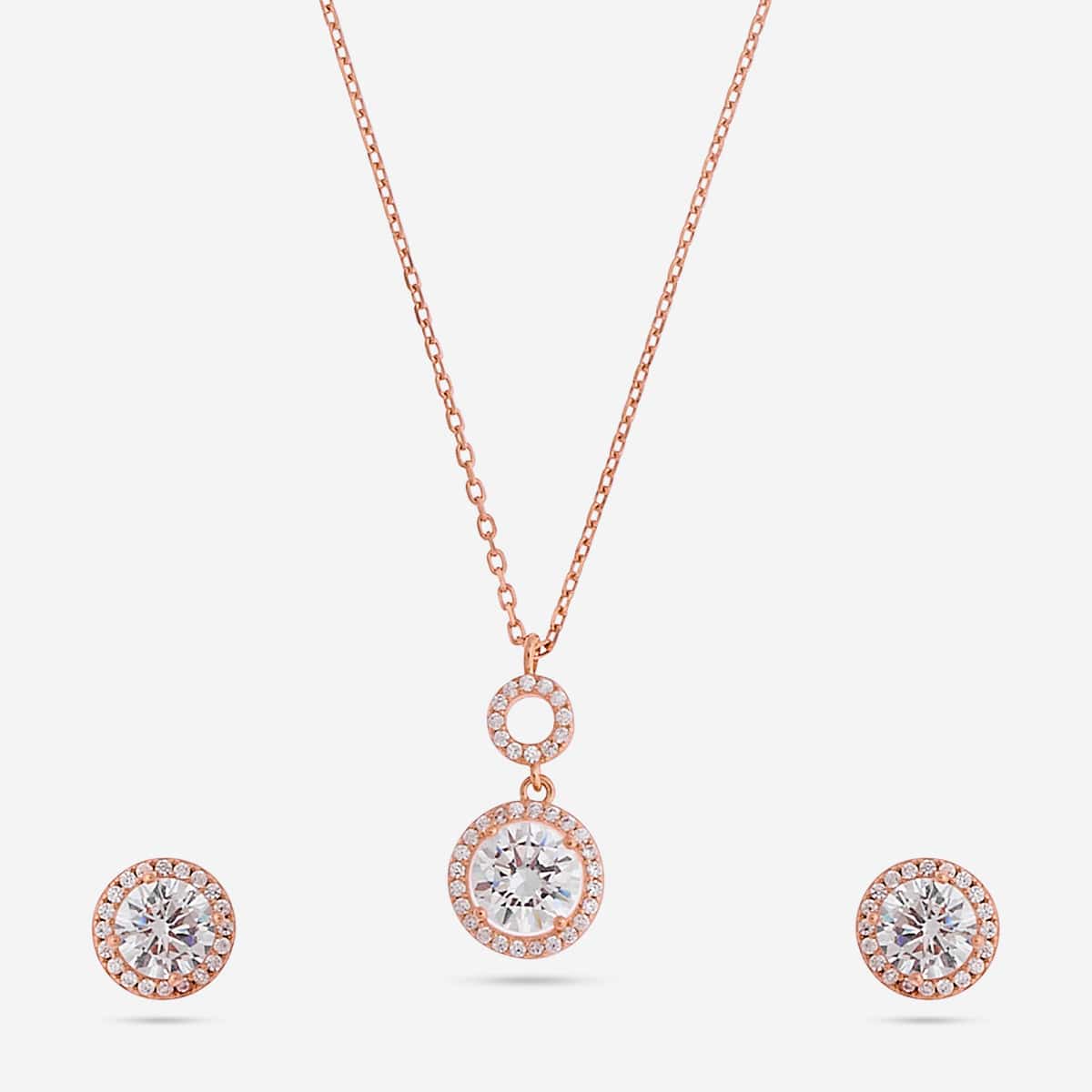 Silver Chain Pendant Earring Set 92.5 Silver Pendant with Chain and Earring Set 188240