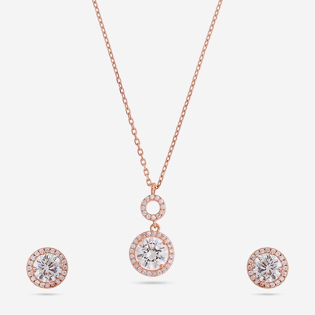 Silver Chain Pendant Earring Set 92.5 Silver Pendant with Chain and Earring Set 188240