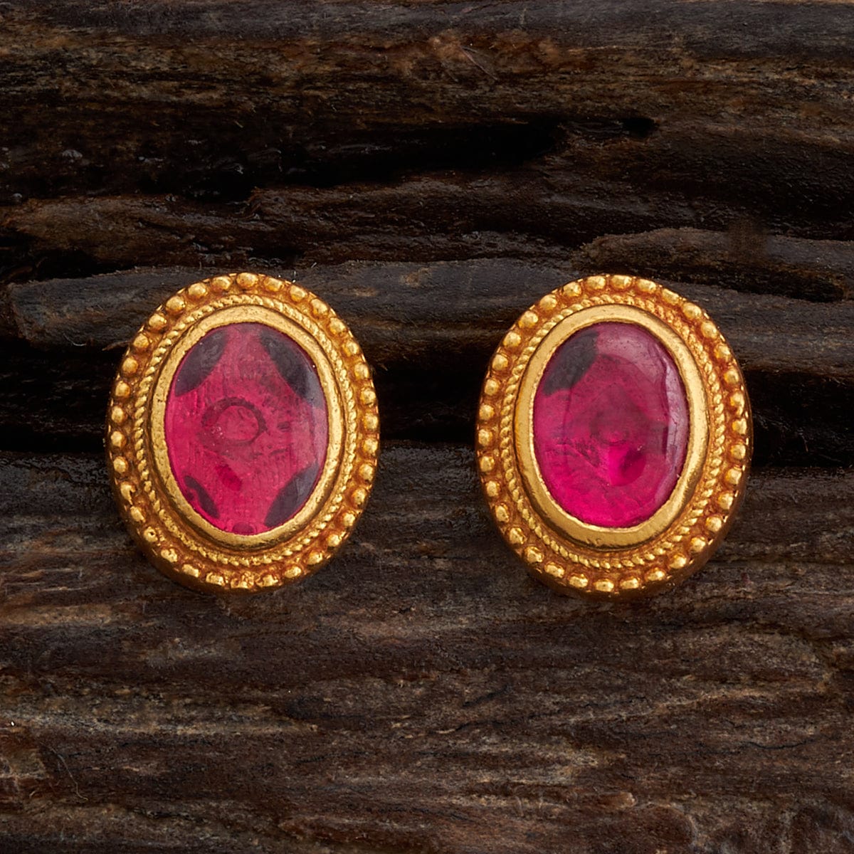 Golden Ruby Zircon Stud Earrings – Nipura Fashion