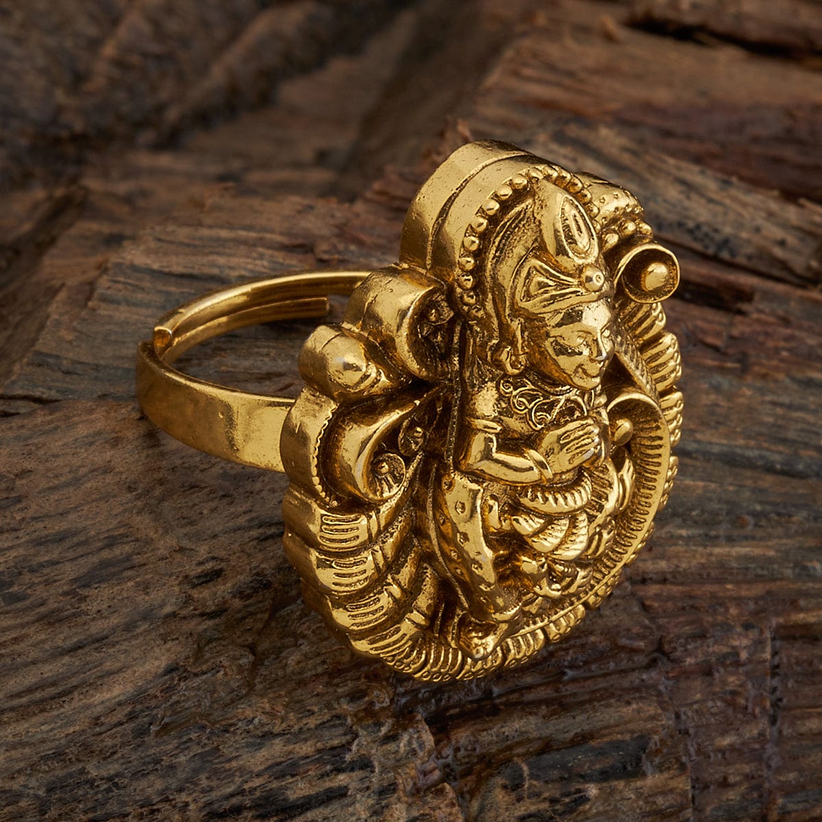 235-GR6380 - 22K Gold 'Lakshmi' Ring For Women | Gold ring designs, Gold  earrings designs, Indian wedding rings
