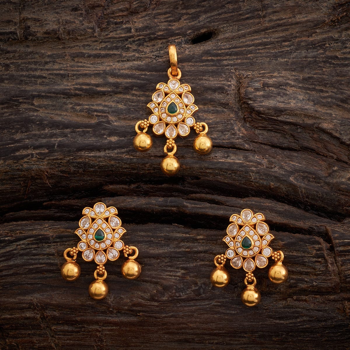 Temple Pendant Set Silver Temple Pendant Earring 158344