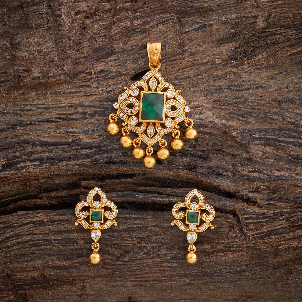 Temple Pendant Set Silver Temple Pendant Earring 177365