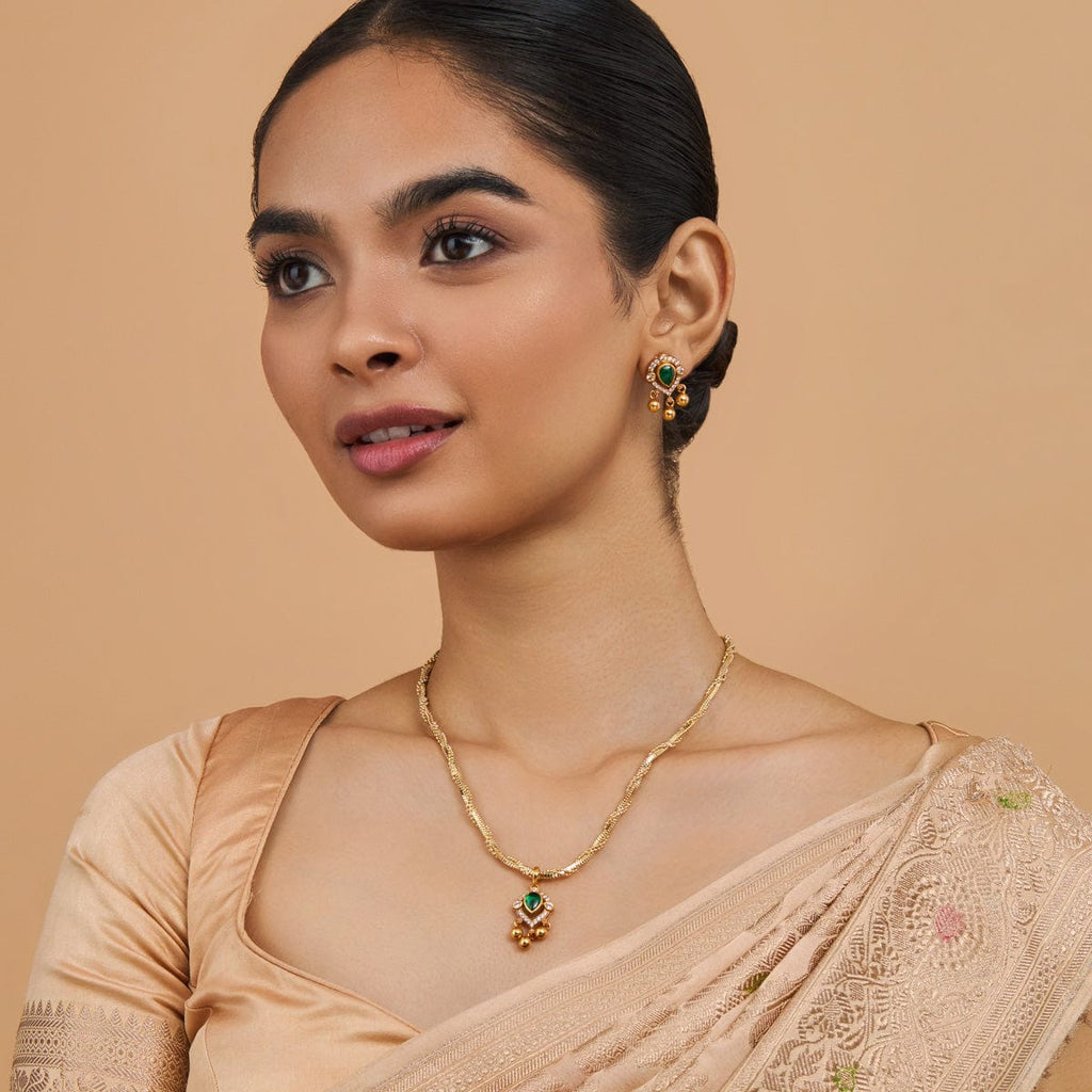 Temple Pendant Set Silver Temple Pendant Earring 178123